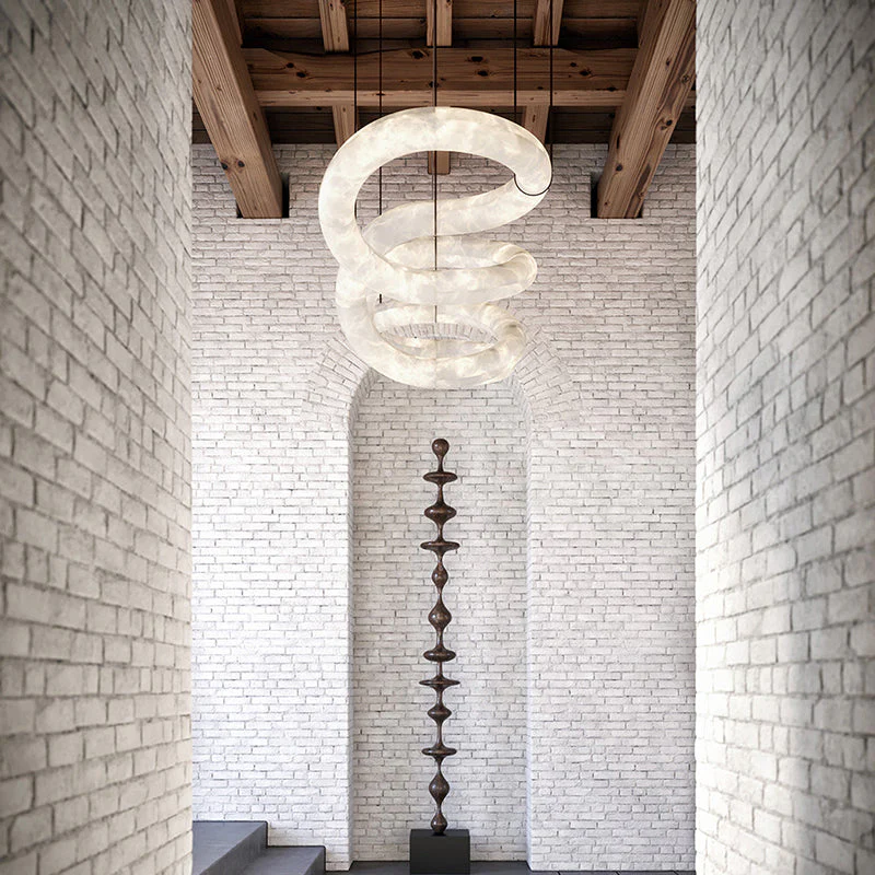 Merlin Scarlett Designer Alabaster Pendant Light, Modern Luxury Inspired Chandelier - Image 4