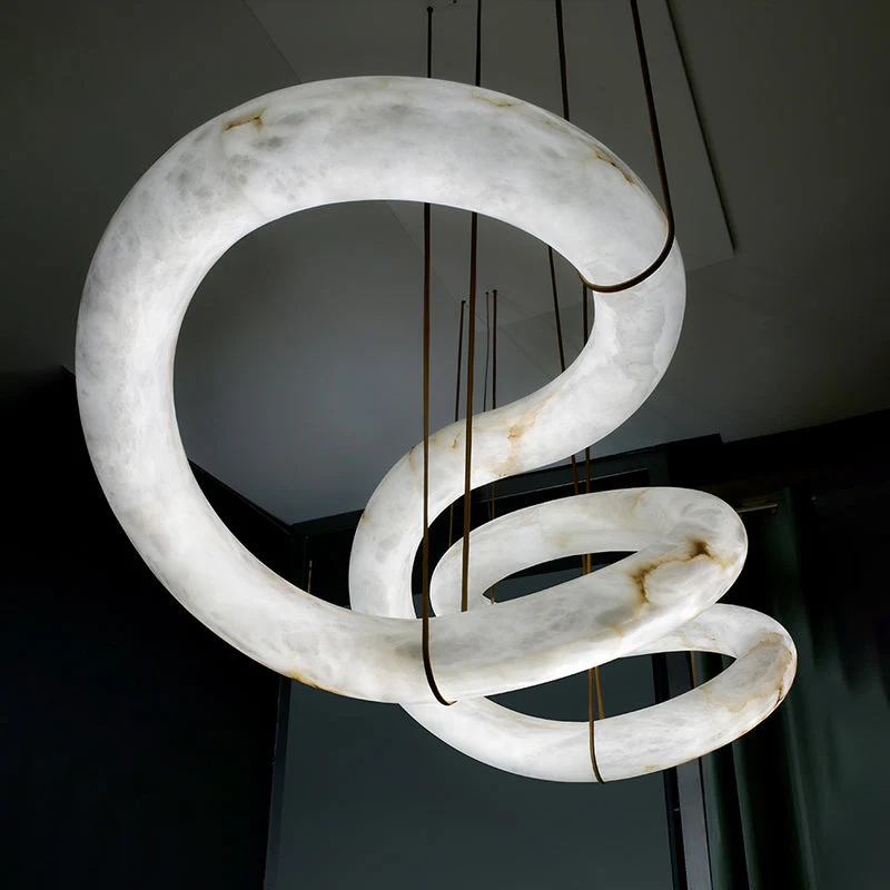 Merlin Scarlett Designer Alabaster Pendant Light, Modern Inspired Chandelier - Image 4