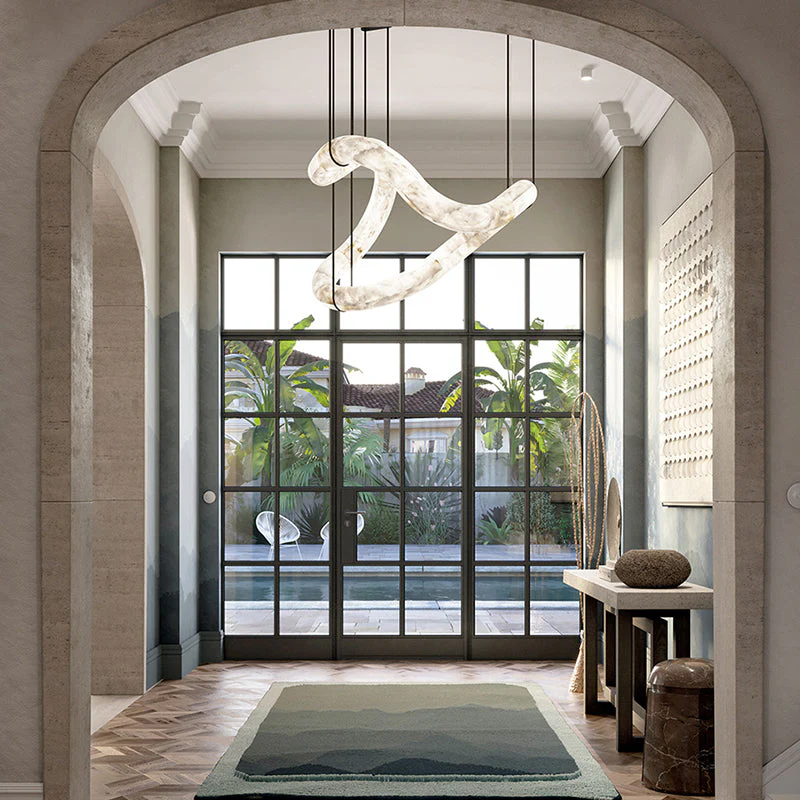 Merlin Beverly Symmetrical Entryway Alabaster Pendant Light for Dining Table - Image 4