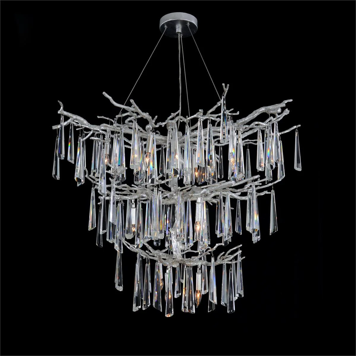 Lucent Twelve-Light Branch Crystal Drop Chandelier