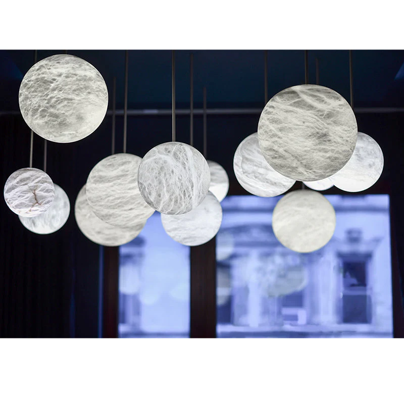 Lena Alabaster Sphere Staircase Chandelier, Multi Pendant Light - Image 6