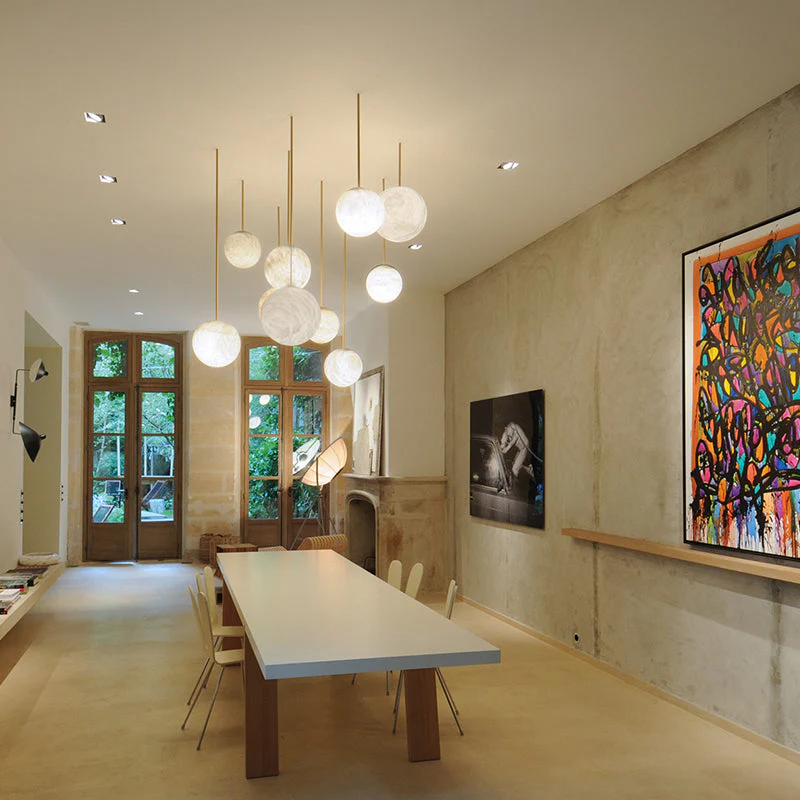Lena Alabaster Sphere Staircase Chandelier, Multi Pendant Light - Image 8
