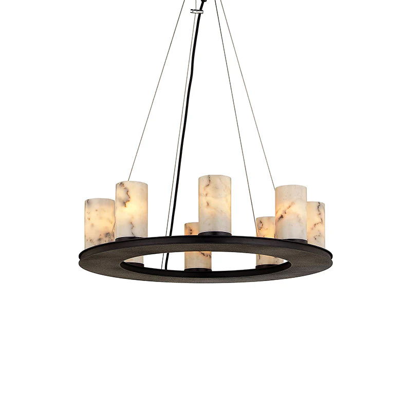 Luna Round Industrial Candelabra Round Black Chandelier - Image 2