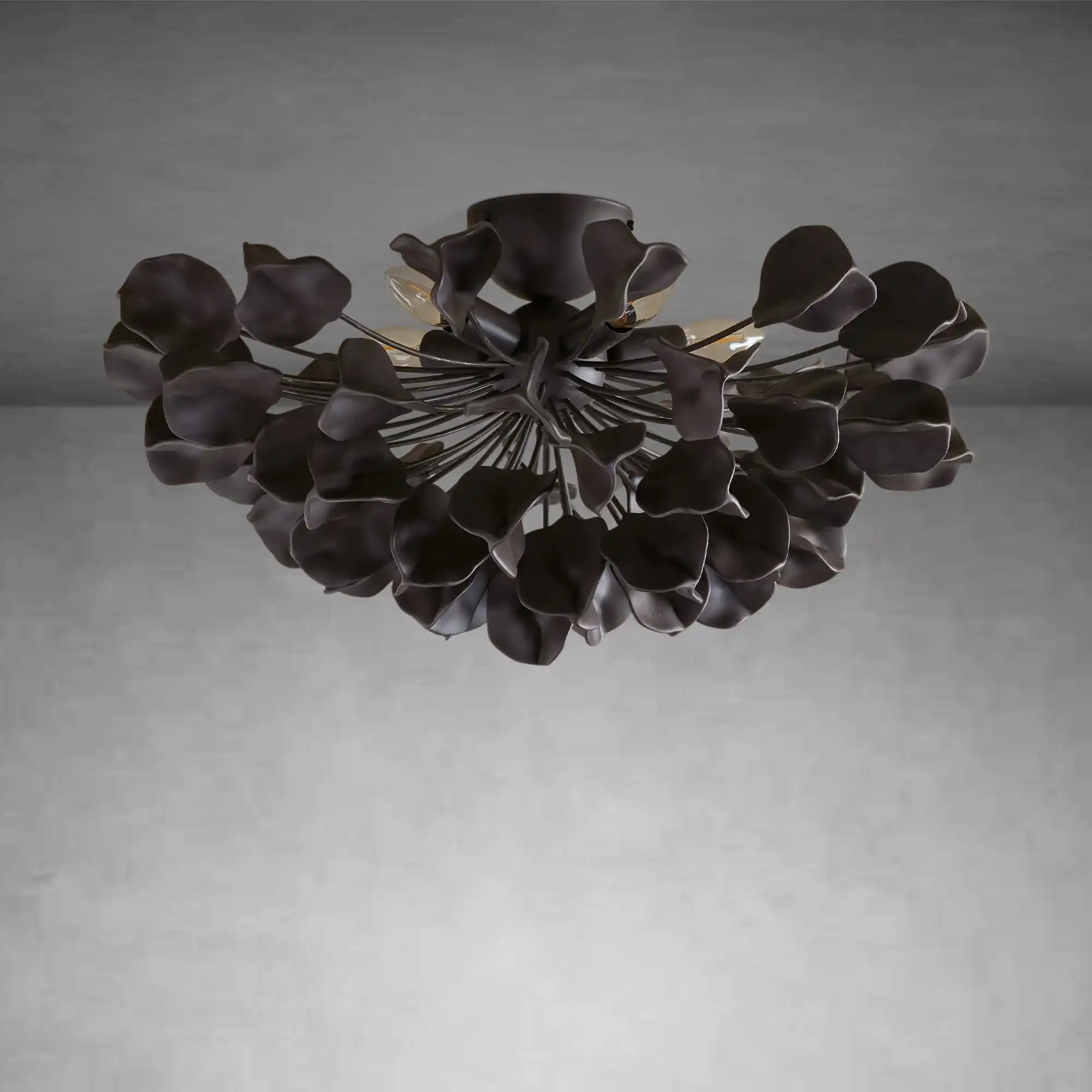 Lunaria Ceramic Petal Flush Mount Chandelier – Brass & Bronze - Image 9