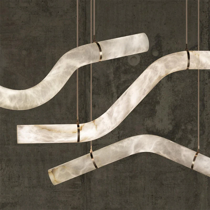 Luna's Simplicity - Modern Minimalist Alabaster Dining Room Pendant Light - Image 4