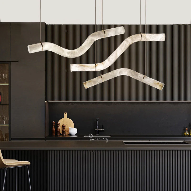 Luna's Simplicity - Modern Minimalist Alabaster Dining Room Pendant Light - Image 5