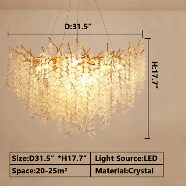 Luxury Branches Crystal Frosted Glass Chandelier Set for Living /Dining Room - Image 10