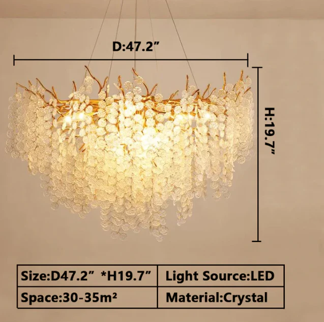 Luxury Branches Crystal Frosted Glass Chandelier Set for Living /Dining Room - Image 12