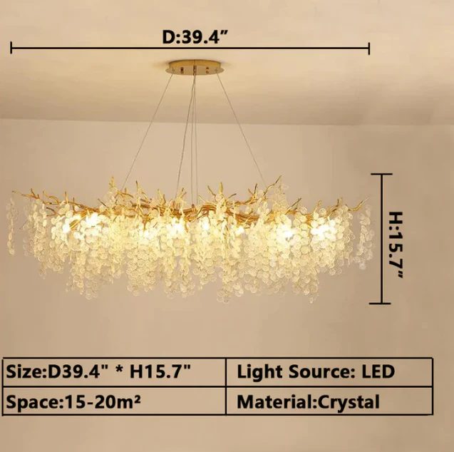 Luxury Branches Crystal Frosted Glass Chandelier Set for Living /Dining Room - Image 13