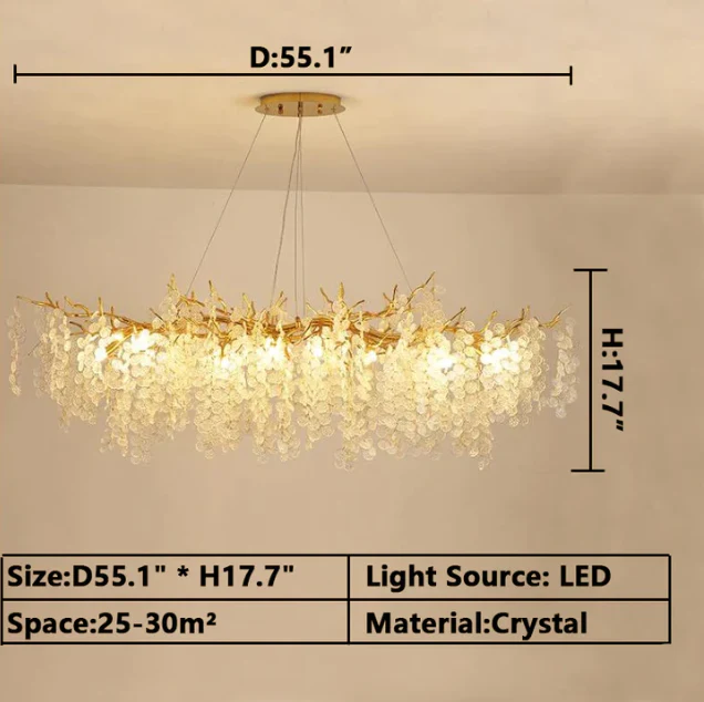 Luxury Branches Crystal Frosted Glass Chandelier Set for Living /Dining Room - Image 15