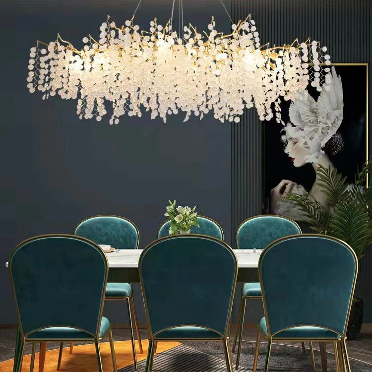 Luxury Branches Crystal Frosted Glass Chandelier Set for Living /Dining Room - Image 4