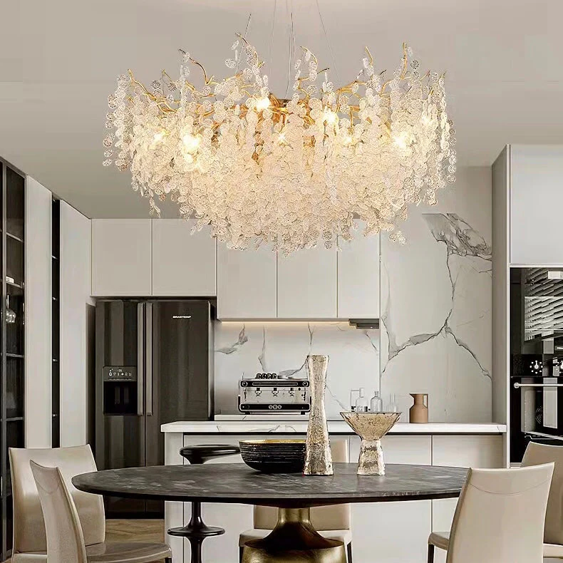 Luxury Branches Crystal Frosted Glass Chandelier Set for Living /Dining Room - Image 5