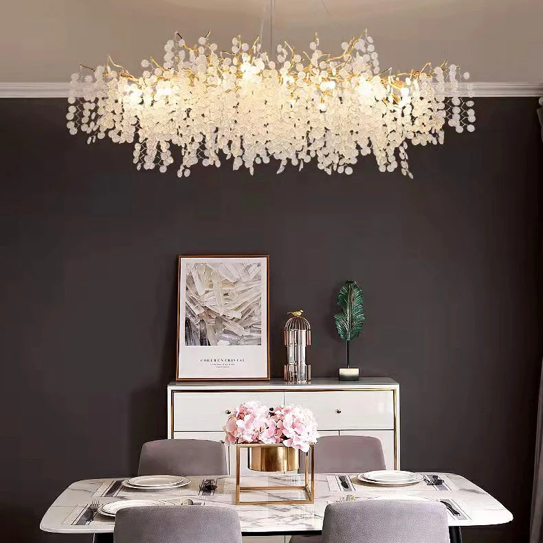 Luxury Branches Crystal Frosted Glass Chandelier Set for Living /Dining Room - Image 6