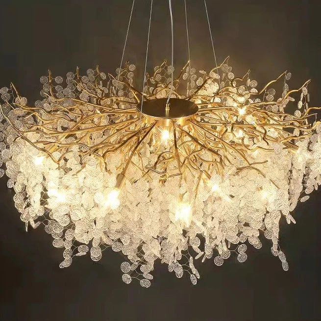 Luxury Branches Crystal Frosted Glass Chandelier Set for Living /Dining Room - Image 7