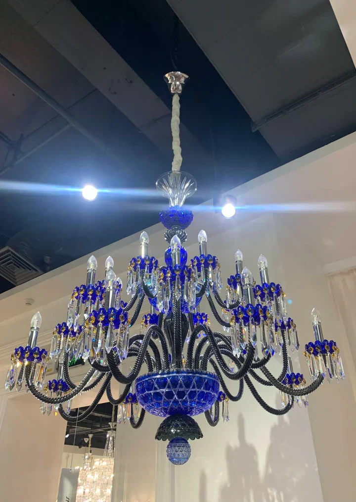 Luxury Candle Light Blue&Black Crystal Chandelier for Bedroom - Image 4