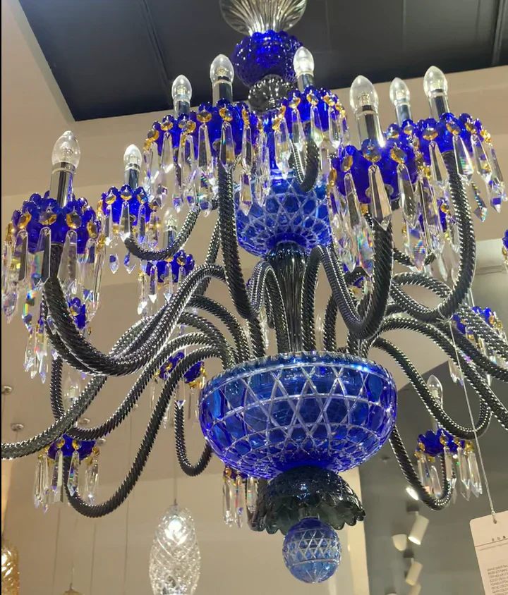 Luxury Candle Light Blue&Black Crystal Chandelier for Bedroom - Image 5