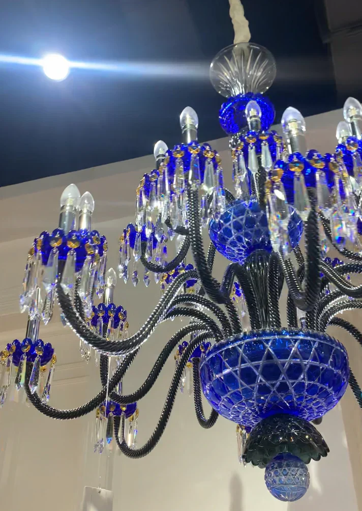 Luxury Candle Light Blue&Black Crystal Chandelier for Bedroom - Image 6