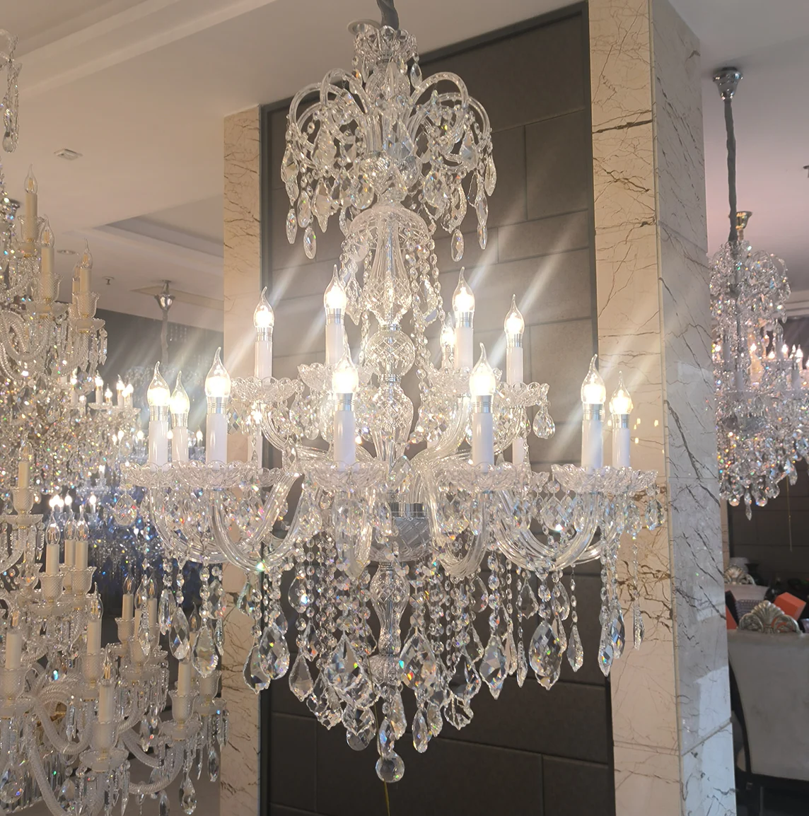 Luxury Classic Clear Crystal Chandelier for Foyer/Staircase/Entryway/Hallway - Image 7