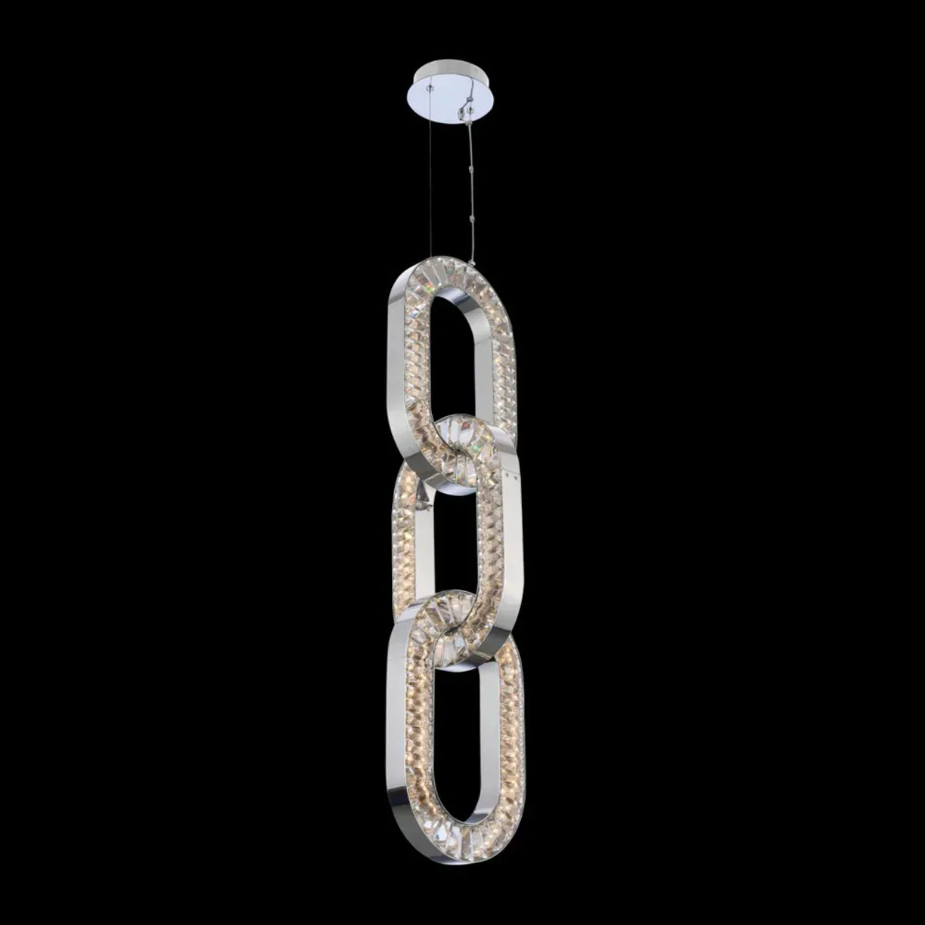Luxury Crystal and Metal Chain Pendant Chandelier for High Ceilings with Modern Finish - Image 10