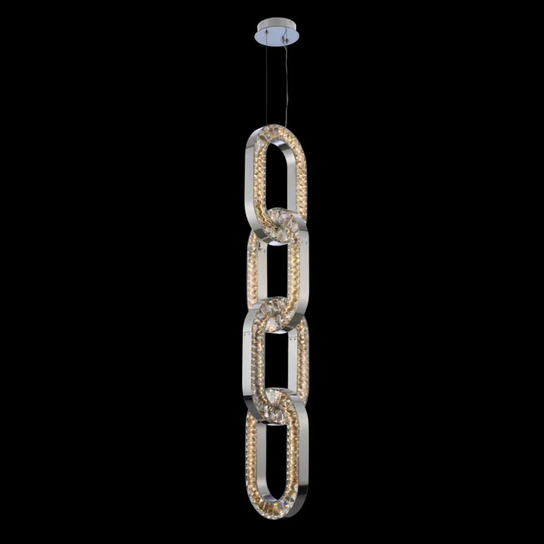 Luxury Crystal and Metal Chain Pendant Chandelier for High Ceilings with Modern Finish - Image 11