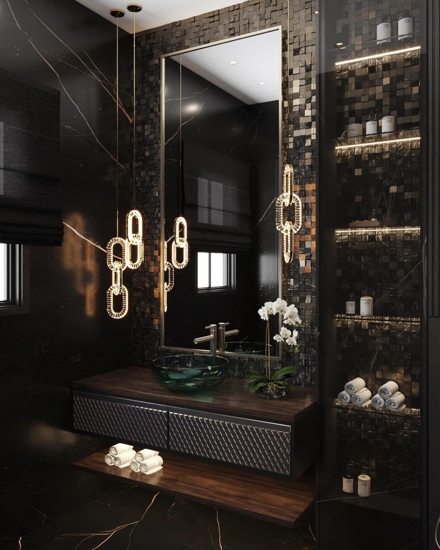 Luxury Crystal and Metal Chain Pendant Chandelier for High Ceilings with Modern Finish - Image 9