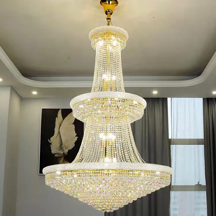 Luxury French Empire Chandelier for Villa Hall Ceiling Three-layers Crystal Light for Hotel Lobby - Image 16