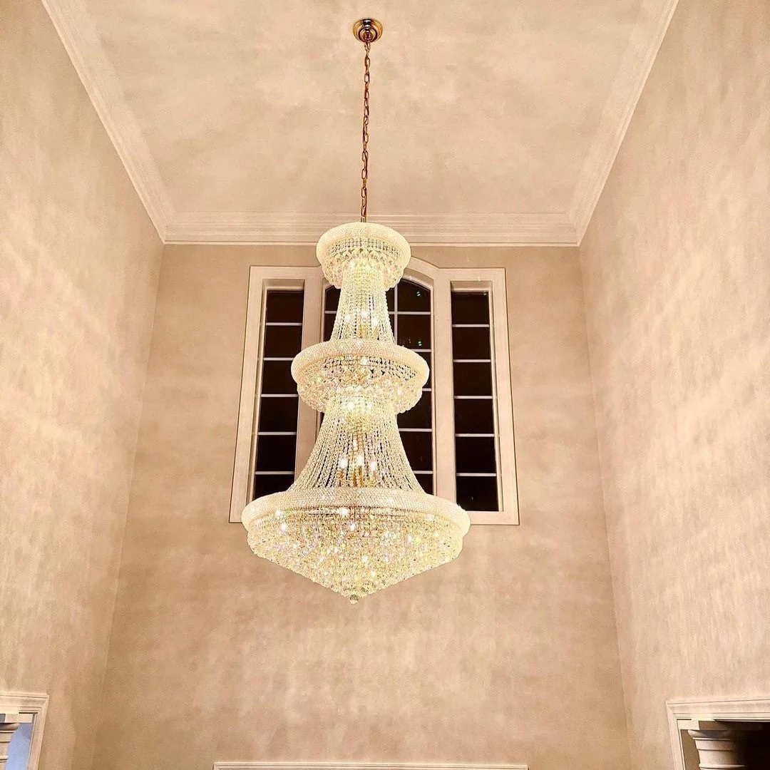 Luxury French Empire Chandelier for Villa Hall Ceiling Three-layers Crystal Light for Hotel Lobby - Image 2