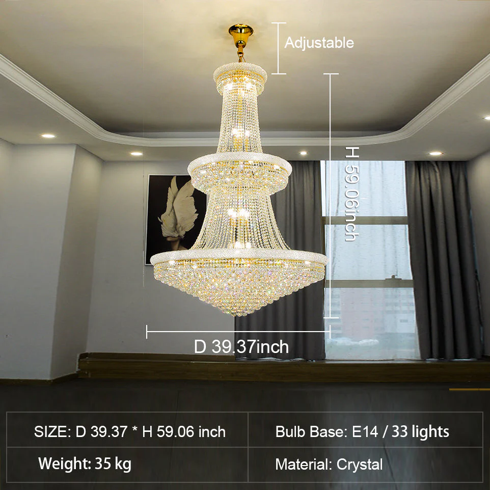 Luxury French Empire Chandelier for Villa Hall Ceiling Three-layers Crystal Light for Hotel Lobby - Image 28