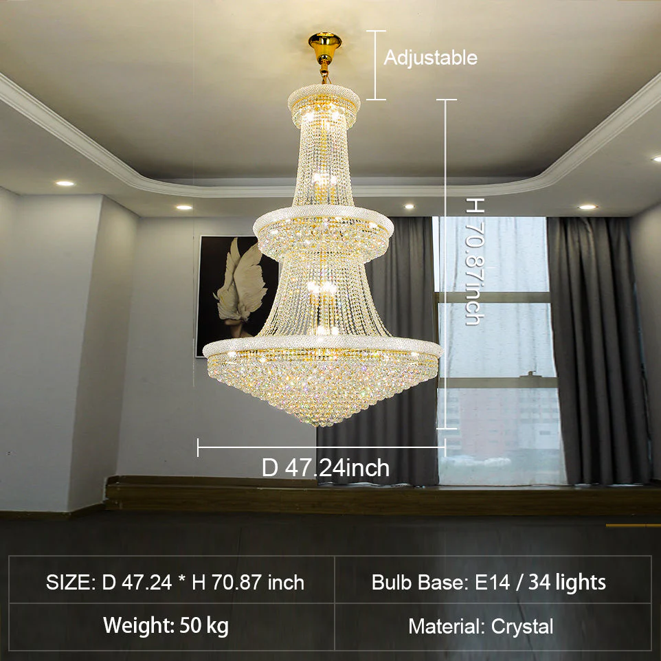 Luxury French Empire Chandelier for Villa Hall Ceiling Three-layers Crystal Light for Hotel Lobby - Image 29