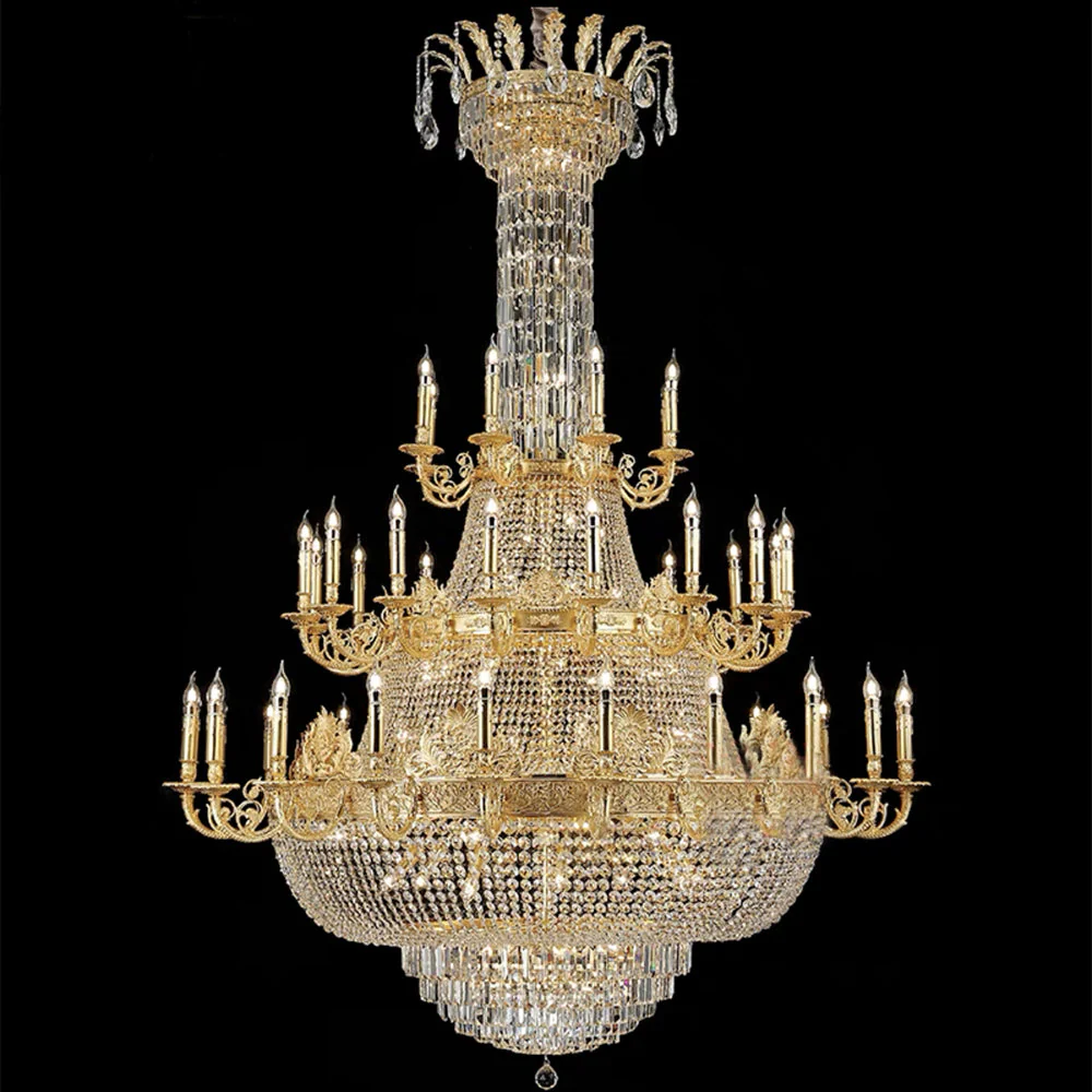 Luxury Empire Multi-tiered Candle Light Crystal Chandelier in Gold Finish for Foyer/Living Room/Staircase/Villa - Image 10