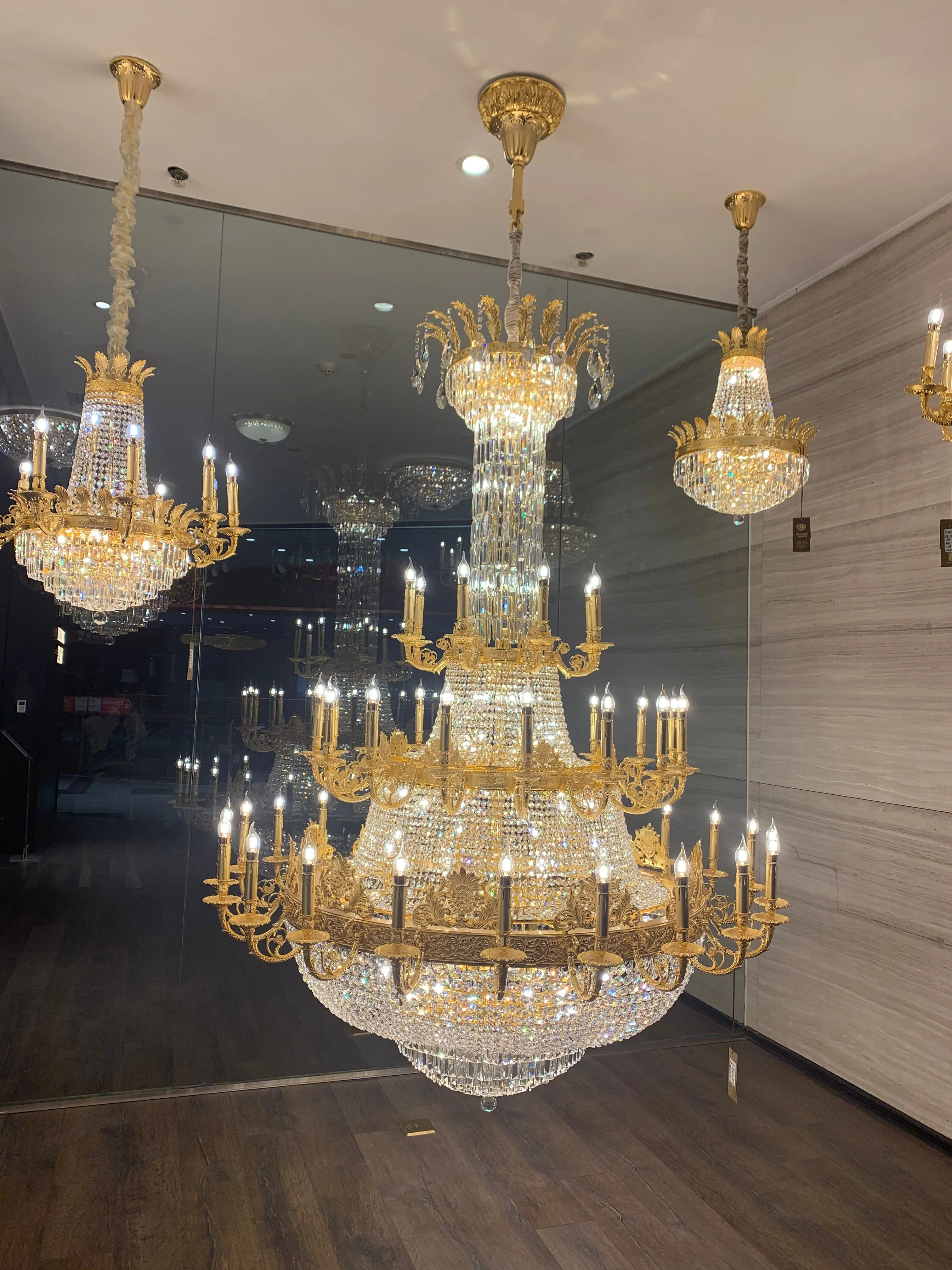 Luxury Empire Multi-tiered Candle Light Crystal Chandelier in Gold Finish for Foyer/Living Room/Staircase/Villa - Image 2