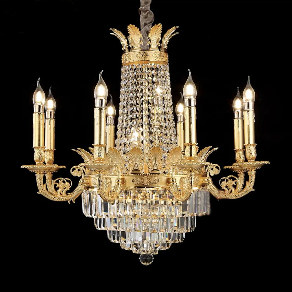 Luxury Empire Multi-tiered Candle Light Crystal Chandelier in Gold Finish for Foyer/Living Room/Staircase/Villa - Image 3