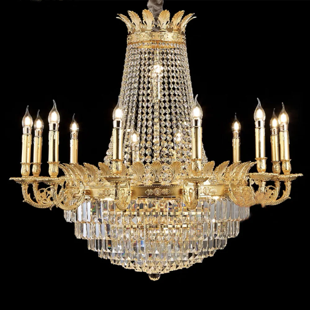 Luxury Empire Multi-tiered Candle Light Crystal Chandelier in Gold Finish for Foyer/Living Room/Staircase/Villa - Image 4