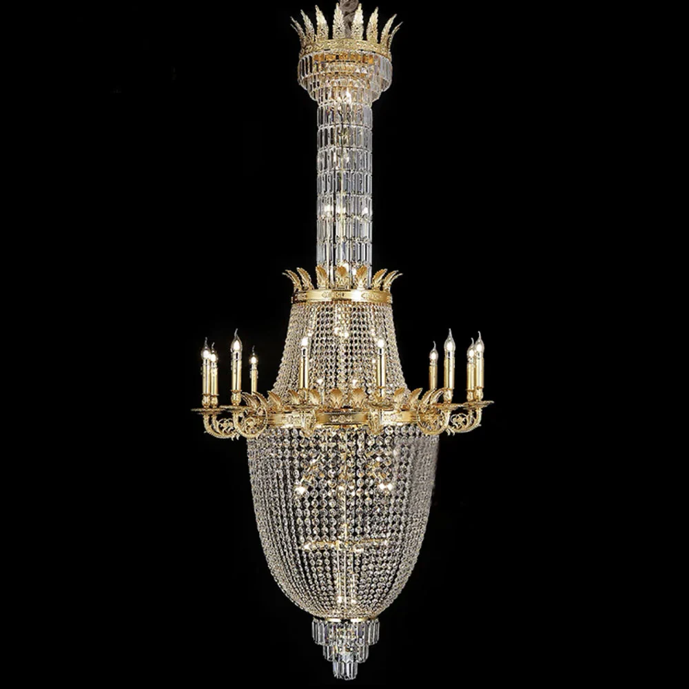 Luxury Empire Multi-tiered Candle Light Crystal Chandelier in Gold Finish for Foyer/Living Room/Staircase/Villa - Image 6