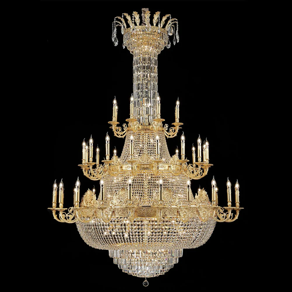 Luxury Empire Multi-tiered Candle Light Crystal Chandelier in Gold Finish for Foyer/Living Room/Staircase/Villa - Image 9
