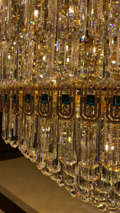 Luxury Extra Large Conical Funnel Crystal Chandelier with Sapphire for High-celling - Image 5