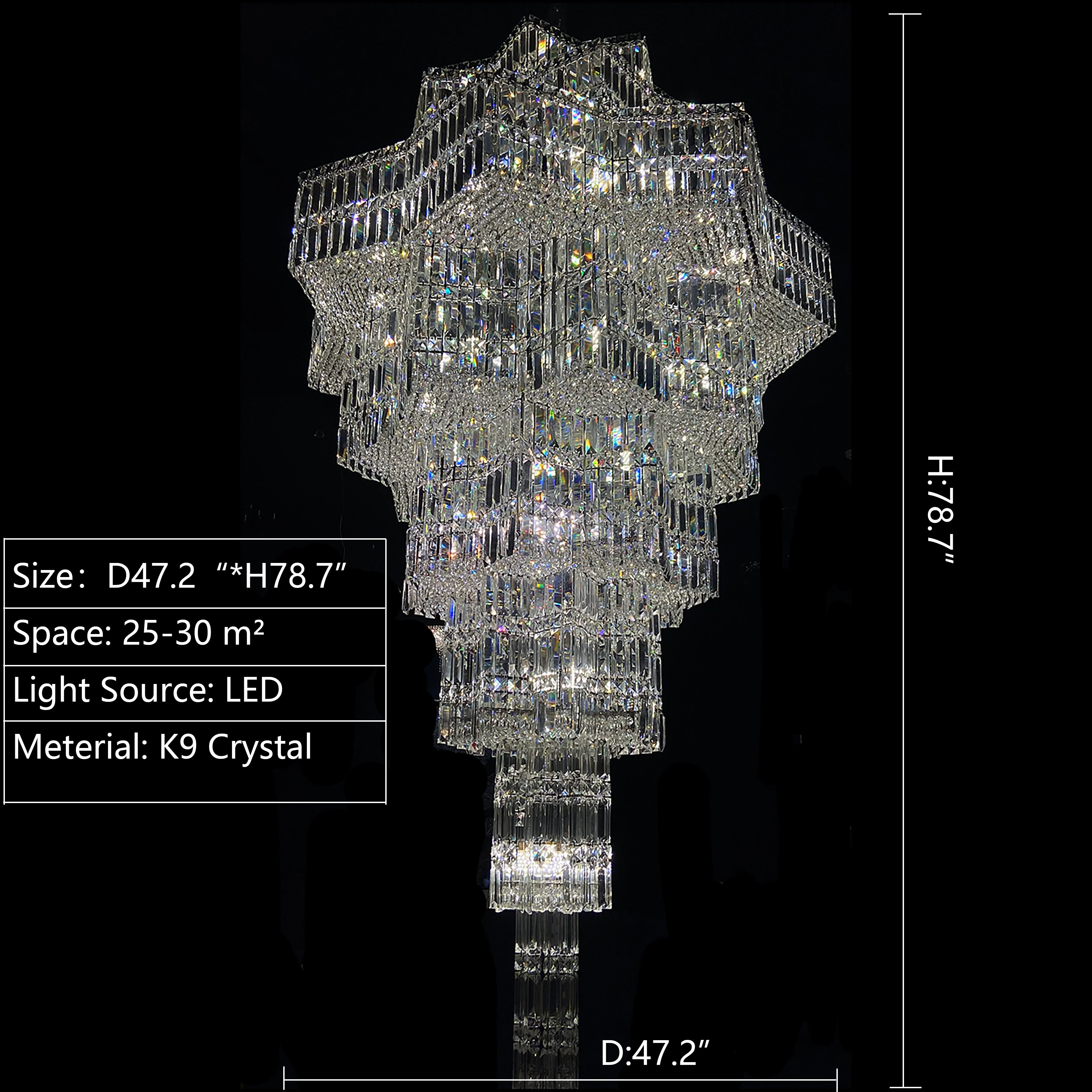 Luxury Extra Large Plaza Multi-Tier Crystal Chandelier For Hotel Hall / 2 Story Foyer / High Ceiling Living Room - Image 8