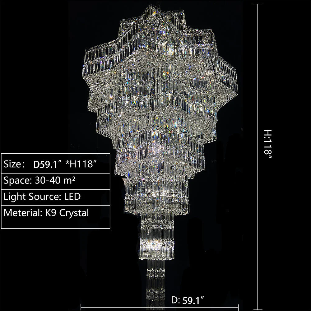 Luxury Extra Large Plaza Multi-Tier Crystal Chandelier For Hotel Hall / 2 Story Foyer / High Ceiling Living Room - Image 9