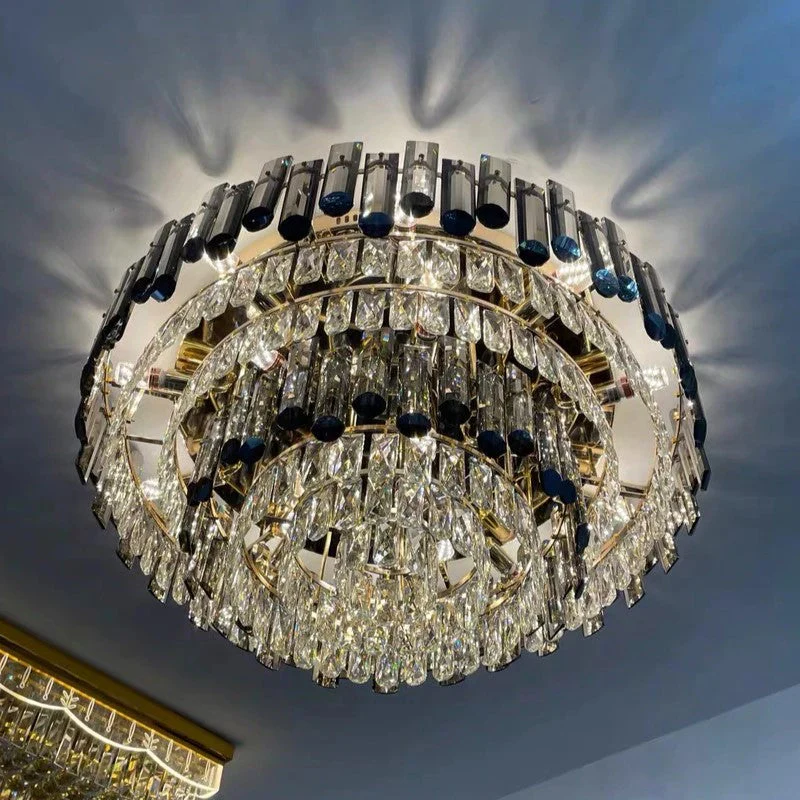 Smoke Gray Crystal Chandelier Flush Mounted Ceiling Light Fitxture Set for Dining Room/Living Room - Image 18