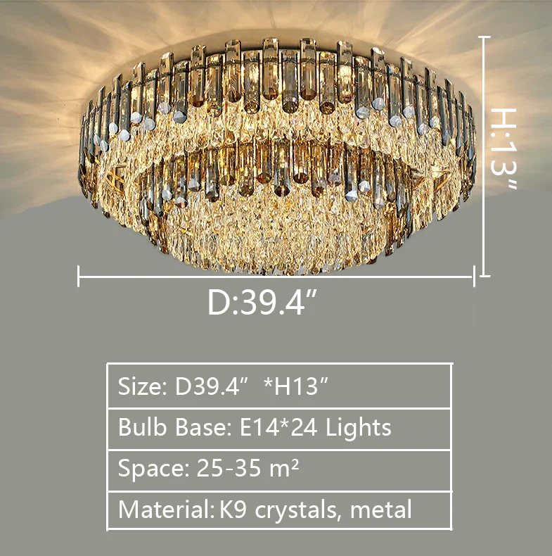 Smoke Gray Crystal Chandelier Flush Mounted Ceiling Light Fitxture Set for Dining Room/Living Room - Image 30