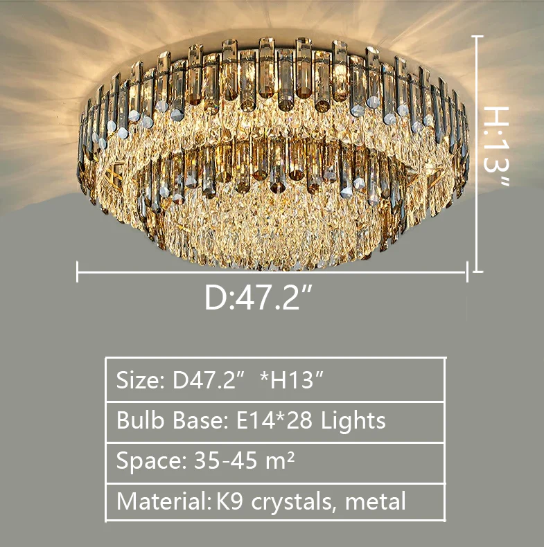 Smoke Gray Crystal Chandelier Flush Mounted Ceiling Light Fitxture Set for Dining Room/Living Room - Image 31