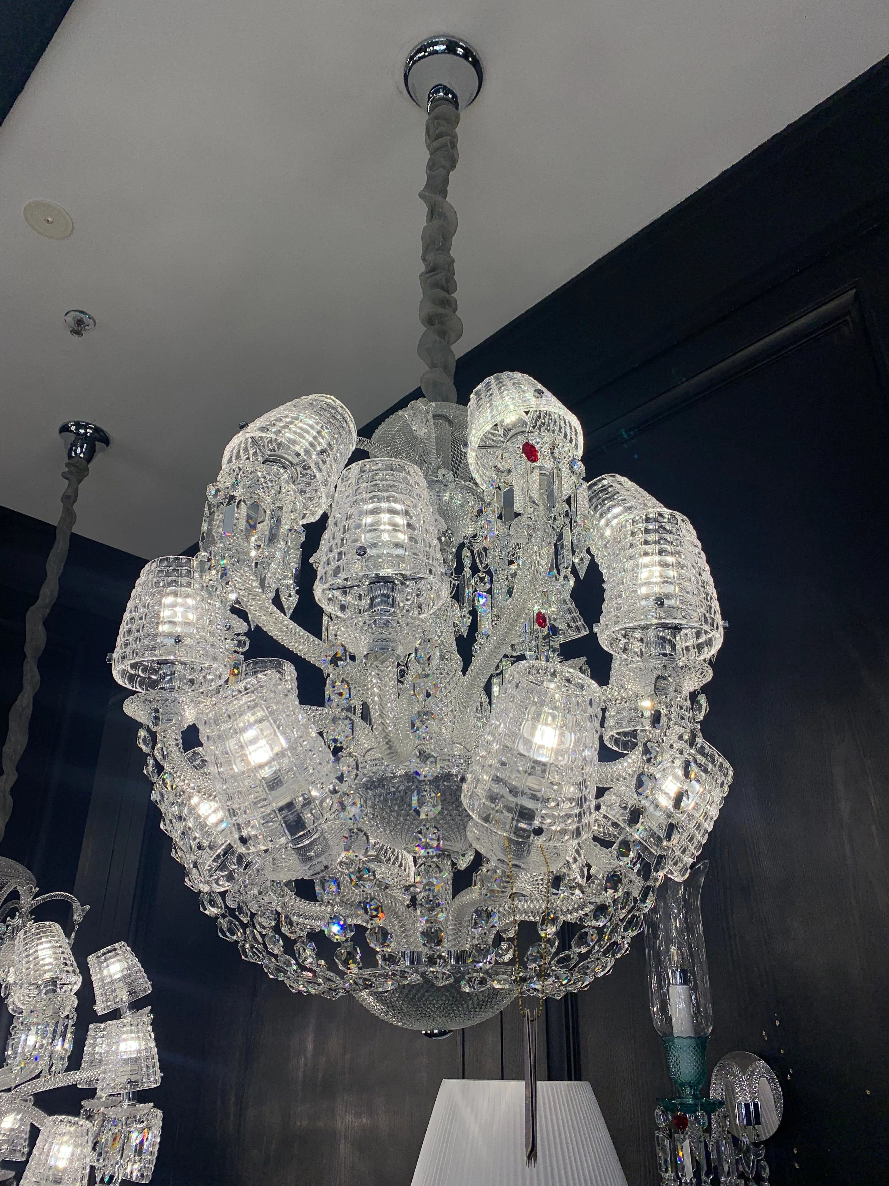 Luxury Globe Crystal Chandelier With Fabric/Crystal Glass Lampshades - Image 11