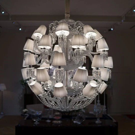 Luxury Globe Crystal Chandelier With Fabric/Crystal Glass Lampshades - Image 3
