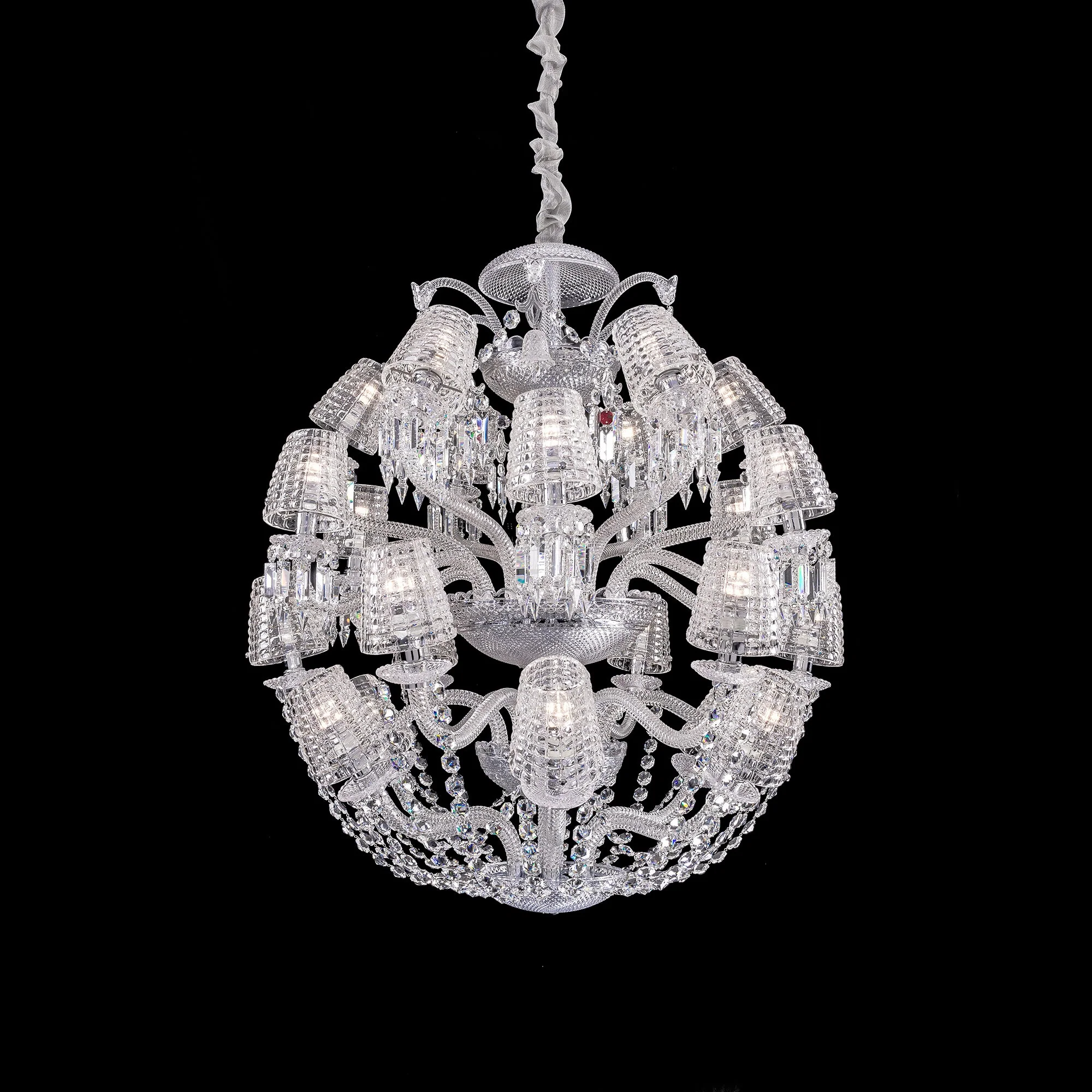 Luxury Globe Crystal Chandelier With Fabric/Crystal Glass Lampshades - Image 5