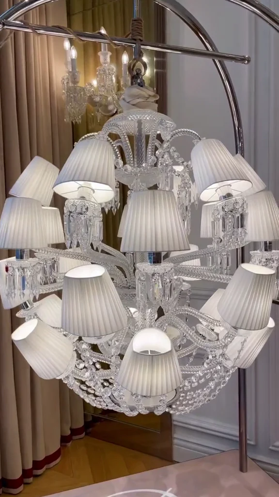 Luxury Globe Crystal Chandelier With Fabric/Crystal Glass Lampshades - Image 6