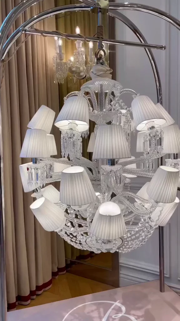 Luxury Globe Crystal Chandelier With Fabric/Crystal Glass Lampshades - Image 7