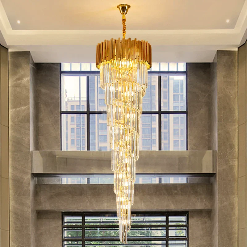 Luxury Gold Spiral Crystal Chandelier for Staircase/Foyer/Entryway - Image 4