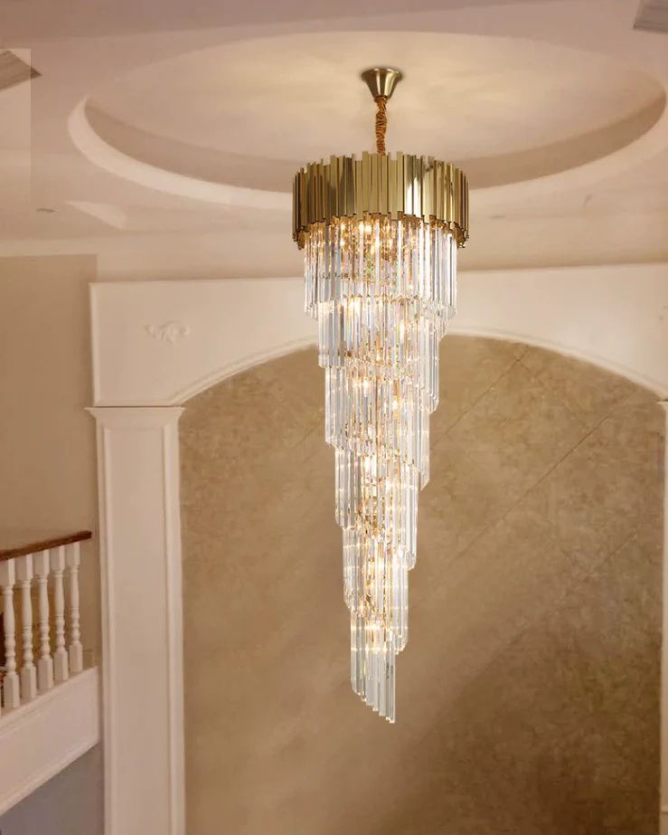 Luxury Gold Spiral Crystal Chandelier for Staircase/Foyer/Entryway - Image 6