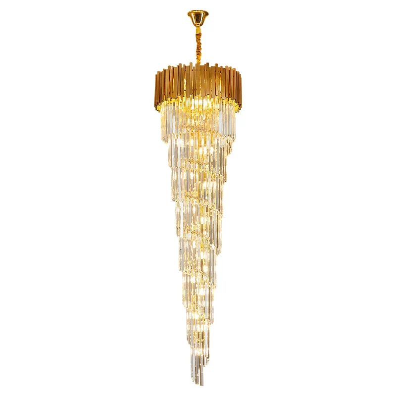 Luxury Gold Spiral Crystal Chandelier for Staircase/Foyer/Entryway - Image 8