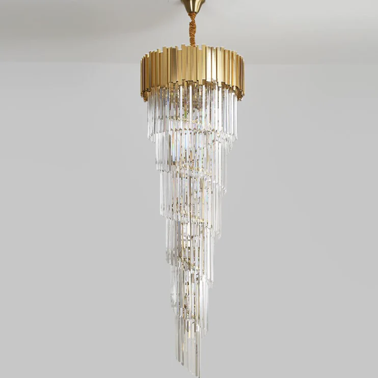 Luxury Gold Spiral Crystal Chandelier for Staircase/Foyer/Entryway - Image 9